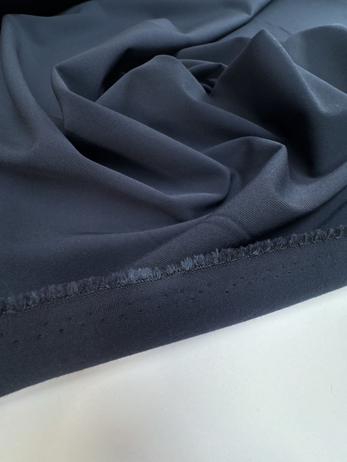 Blue Twill Polyester Viscose Elastane Double Weave