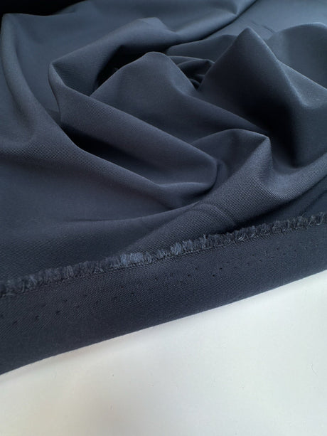 Blue Twill Polyester Viscose Elastane Double Weave