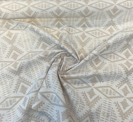 Sunbrella Diamond River Tonal Snow Pendleton Acrylic Fabric - Beige And White Geometric Lodge Pattern, 54" Width (1 Yard)