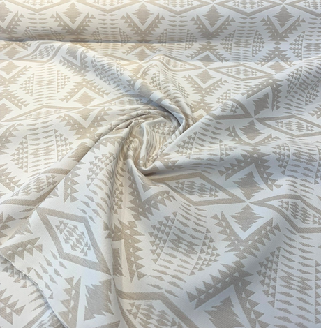 Sunbrella Diamond River Tonal Snow Pendleton Acrylic Fabric - Beige And White Geometric Lodge Pattern, 54" Width (1 Yard)