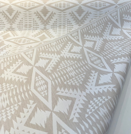 Sunbrella Diamond River Tonal Snow Pendleton Acrylic Fabric - Beige And White Geometric Lodge Pattern, 54" Width (1 Yard)