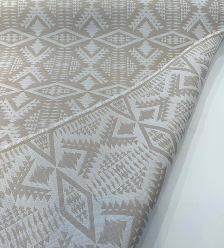 Sunbrella Diamond River Tonal Sand Acrylic Fabric - Sand Beige/Ivory Geometric Pattern, 54" Width (1 Yard)