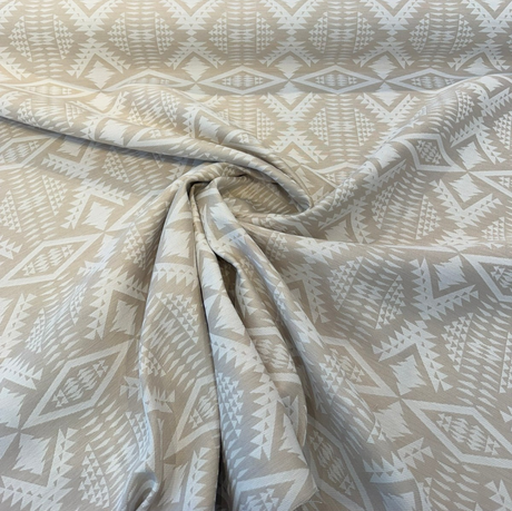 Sunbrella Diamond River Tonal Sand Acrylic Fabric - Sand Beige/Ivory Geometric Pattern, 54" Width (1 Yard)