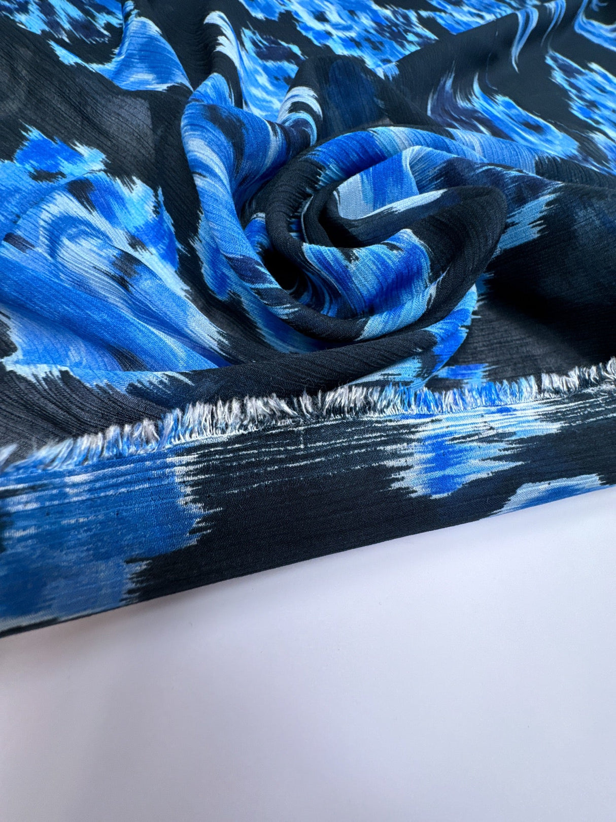 Viscose Silk Chiffon Floral Printed Blue-Black