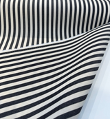 Sunbrella Robins Stripe Black Acrylic Fabric - Black And Cream Stripe, 54" Width (1 Yard)