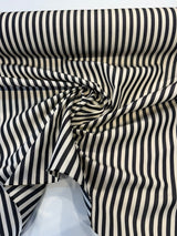 Sunbrella Robins Stripe Black Acrylic Fabric - Black And Cream Stripe, 54" Width (1 Yard)