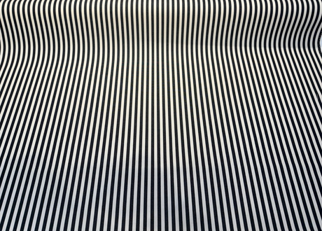 Sunbrella Robins Stripe Black Acrylic Fabric - Black And Cream Stripe, 54" Width (1 Yard)