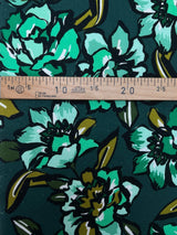 Linen Viscose Floral Print Green Black