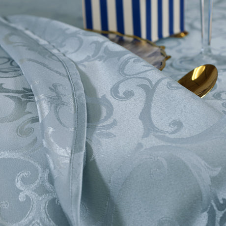 Round Polyester Tablecloth 132" Versailles Chopin Damask Dusty Blue