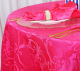 Round Polyester Tablecloth 90 Inch Versailles Chopin Damask Fuchsia