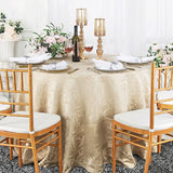 Round Polyester Tablecloth 90" Versailles Chopin Damask Champagne