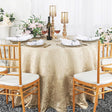 Round Polyester Tablecloth 108in Versailles Chopin Damask Champagne