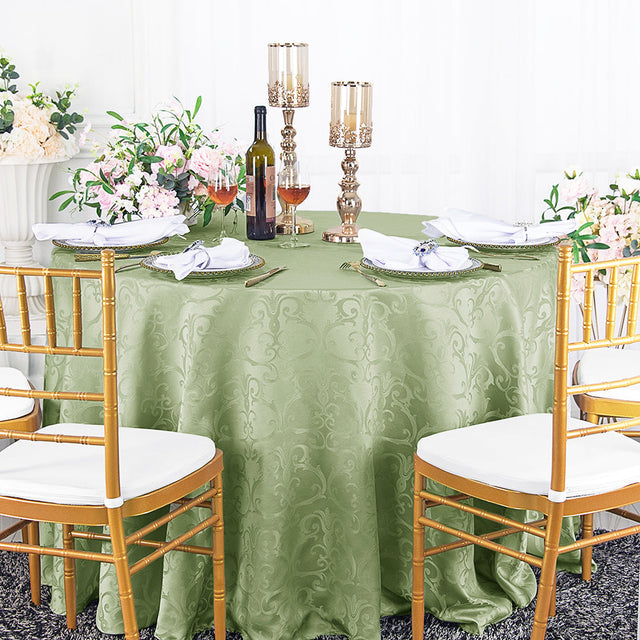 Round Polyester Tablecloth 132" Sage Green