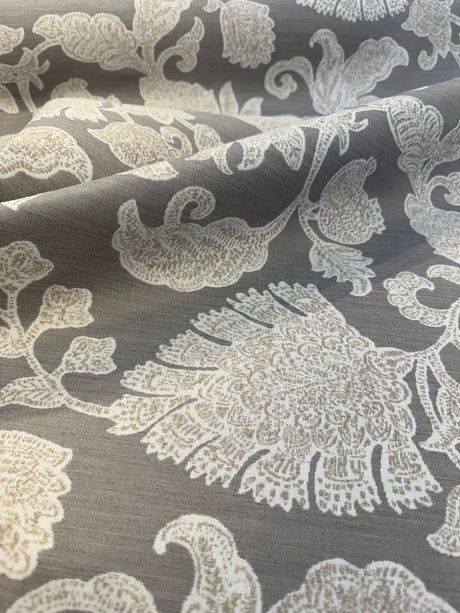 Sunbrella Floral Song Dove Acrylic Fabric - Dove Gray Large Scale Floral, 54" Width (1 Yard)