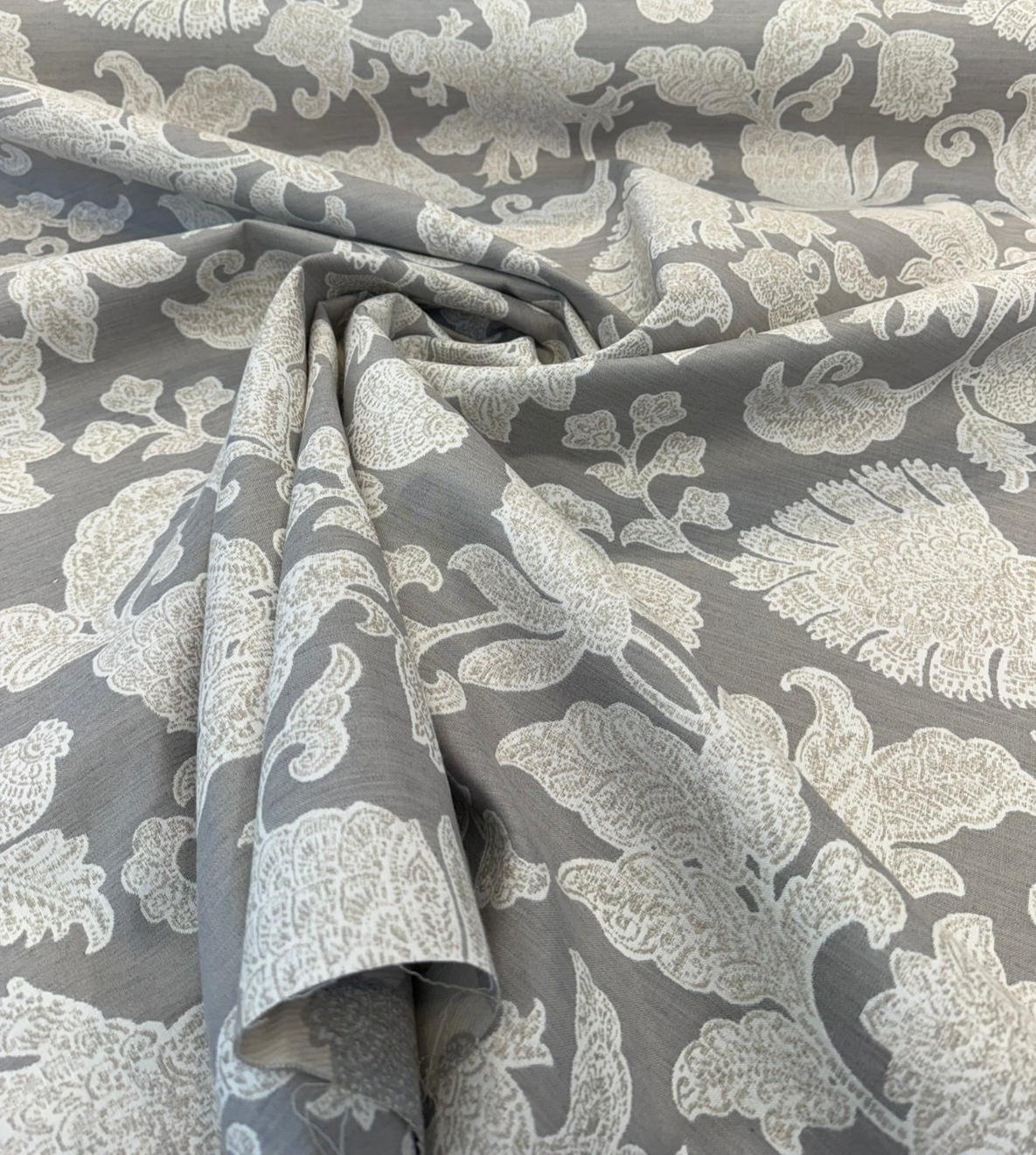 Sunbrella Floral Song Dove Acrylic Fabric - Dove Gray Large Scale Floral, 54" Width (1 Yard)