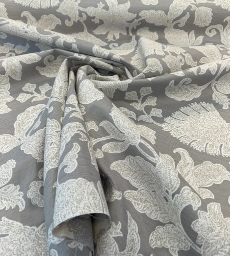 Sunbrella Floral Song Dove Acrylic Fabric - Dove Gray Large Scale Floral, 54" Width (1 Yard)