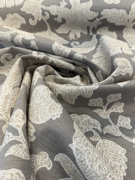 Sunbrella Floral Song Dove Acrylic Fabric - Dove Gray Large Scale Floral, 54" Width (1 Yard)