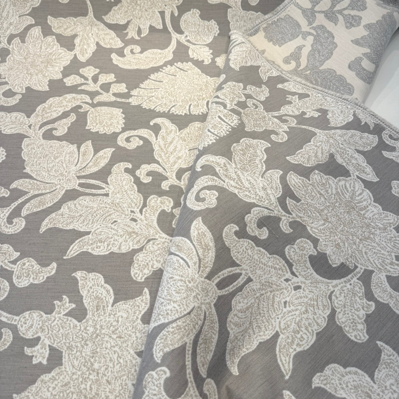 Sunbrella Floral Song Dove Acrylic Fabric - Dove Gray Large Scale Floral, 54" Width (1 Yard)