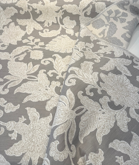 Sunbrella Floral Song Dove Acrylic Fabric - Dove Gray Large Scale Floral, 54" Width (1 Yard)
