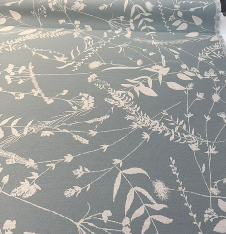Sunbrella Delilah Spa Acrylic Fabric - Spa Blue Floral, 54" Width (1 Yard)