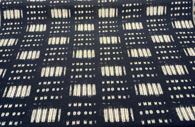 Sunbrella Keval Tribal Indigo Blue 145655-0001 Solution-Dyed Acrylic Fabric - Indigo Blue Tribal Geometric Pattern, 55" Width (1 Yard)