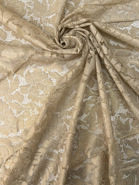 Cotton Viscose Lace Floral Golden Beige