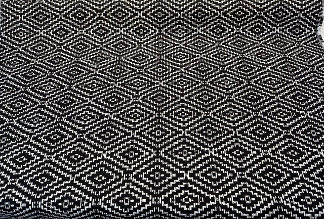 Sunbrella Capra Classic Acrylic Fabric - Black Geometric Diamond Pattern, 54" Width (1 Yard)
