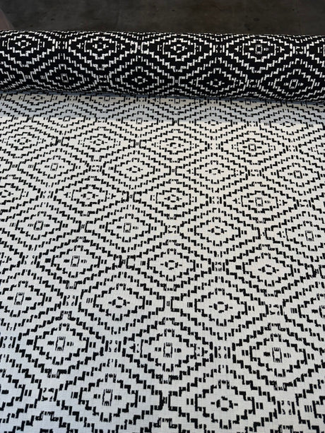 Sunbrella Capra Classic Acrylic Fabric - Black Geometric Diamond Pattern, 54" Width (1 Yard)