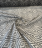 Sunbrella Capra Classic Acrylic Fabric - Black Geometric Diamond Pattern, 54" Width (1 Yard)
