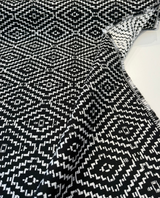 Sunbrella Capra Classic Acrylic Fabric - Black Geometric Diamond Pattern, 54" Width (1 Yard)