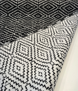 Sunbrella Capra Classic Acrylic Fabric - Black Geometric Diamond Pattern, 54" Width (1 Yard)