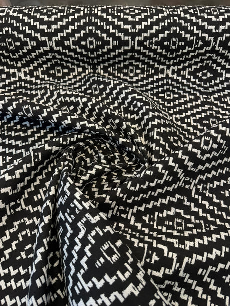 Sunbrella Capra Classic Acrylic Fabric - Black Geometric Diamond Pattern, 54" Width (1 Yard)
