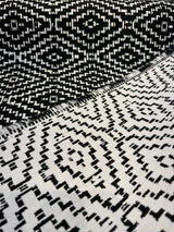 Sunbrella Capra Classic Acrylic Fabric - Black Geometric Diamond Pattern, 54" Width (1 Yard)