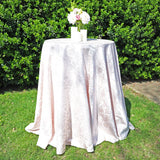 Round Polyester Tablecloth 120" Versailles Chopin Damask Blush Pink/Rose Gold