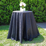 Round Jacquard Damask Polyester Tablecloth 120 Black