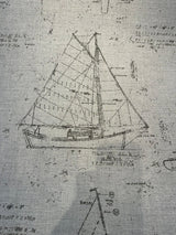 Sunbrella Point Of Sail Sunbrella Acrylic Fabric - Blue Sky Nautical Sailboat Sketch, 54" Width (1 Yard)