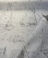 Sunbrella Point Of Sail Sunbrella Acrylic Fabric - Blue Sky Nautical Sailboat Sketch, 54" Width (1 Yard)