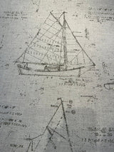 Sunbrella Point Of Sail Sunbrella Acrylic Fabric - Blue Sky Nautical Sailboat Sketch, 54" Width (1 Yard)