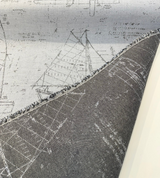 Sunbrella Point Of Sail Sunbrella Acrylic Fabric - Blue Sky Nautical Sailboat Sketch, 54" Width (1 Yard)