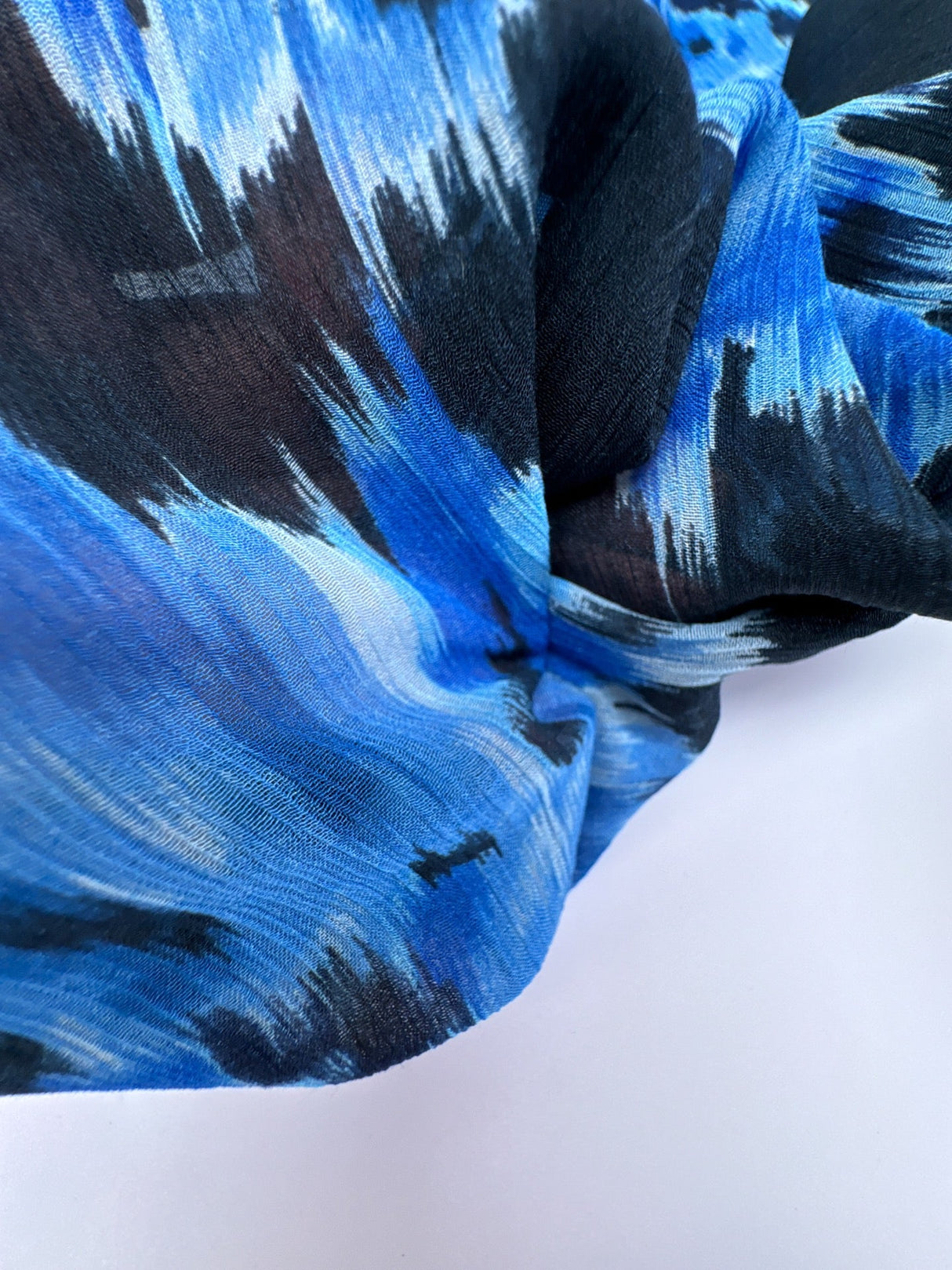 Viscose Silk Chiffon Floral Printed Blue-Black