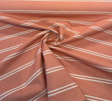 Wayward Papaya Sunbrella Acrylic Fabric - Papaya Pink/Soft Cream Stripe, 54" Width (1 Yard)