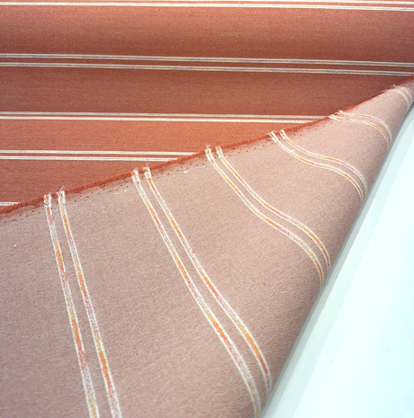 Wayward Papaya Sunbrella Acrylic Fabric - Papaya Pink/Soft Cream Stripe, 54" Width (1 Yard)