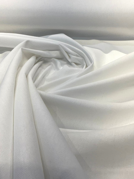 7 Oz White Cotton Duck Cotton Fabric - White Plain Weave, 60" Width (1 Yard)