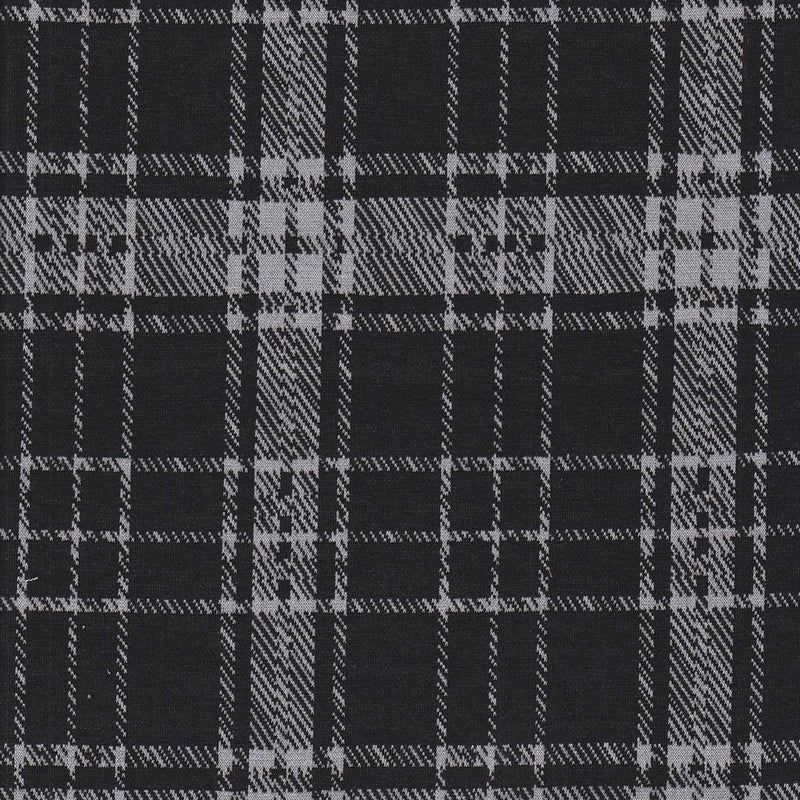 1 Yard Black & White Double Knit Jacquard Fabric 240 GSM, 58/60'' Wide Polyester Spandex Blend