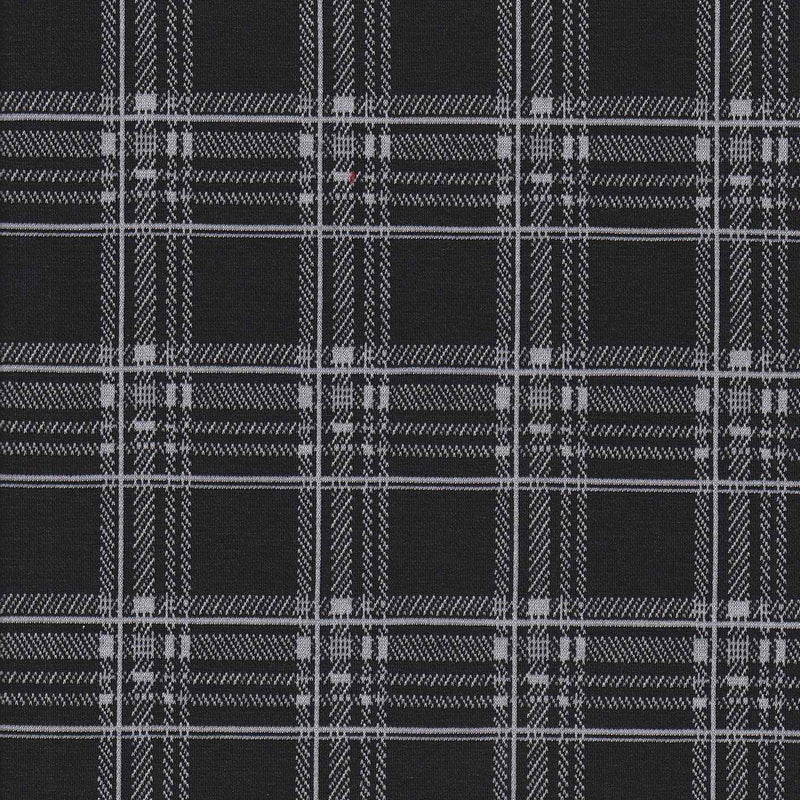 1 Yard Black & White Double Knit Jacquard Fabric 240 GSM, 58/60'' Wide Polyester Spandex Blend