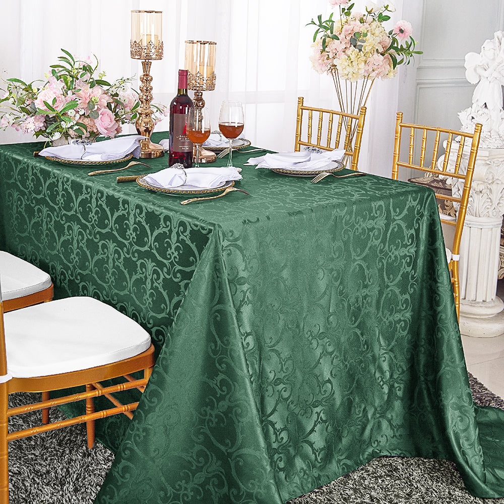 Rectangular Damask Jacquard Polyester Tablecloth 90x156 Hunter Green/Holly Green