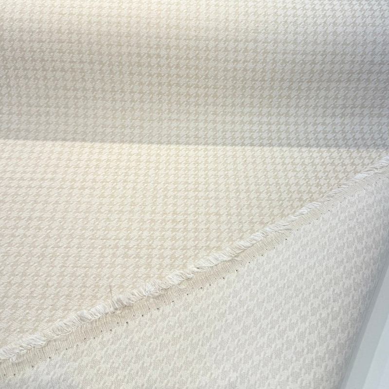 Sunbrella Houndstooth Ivory Solution-Dyed Acrylic Fabric - Houndstooth, Ivory, 54" Width (1 Yard)