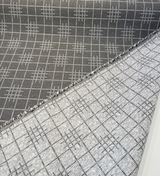 Sunbrella Pindler Gridlock Solution Dyed Acrylic Fabric - Charcoal Gray Geometric Pattern, 54" Width (1 Yard)