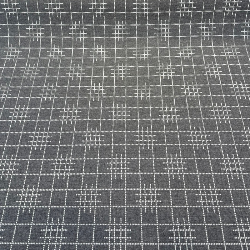 Sunbrella Pindler Gridlock Solution Dyed Acrylic Fabric - Charcoal Gray Geometric Pattern, 54" Width (1 Yard)
