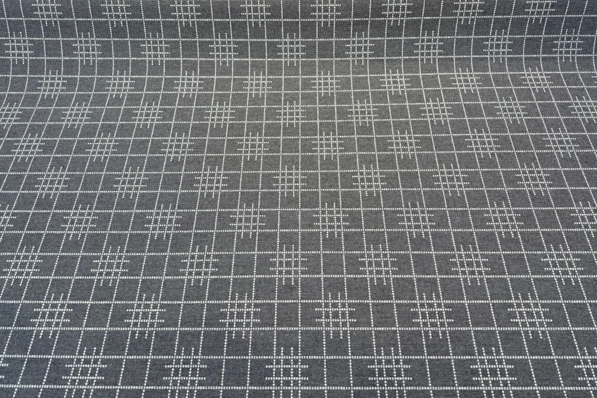 Sunbrella Pindler Gridlock Solution Dyed Acrylic Fabric - Charcoal Gray Geometric Pattern, 54" Width (1 Yard)